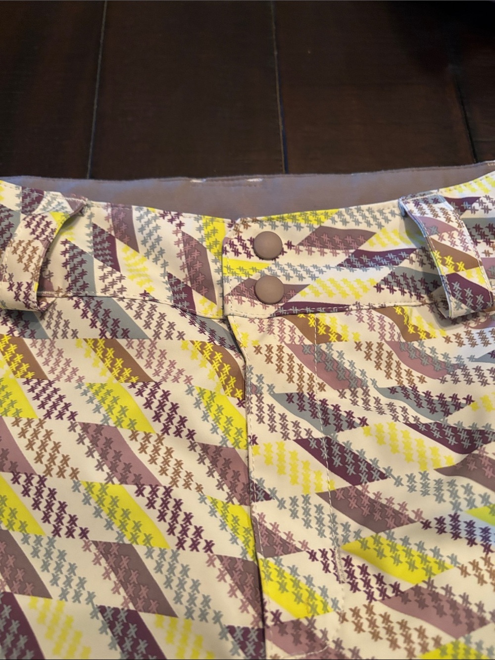Patagonia Kids Geometric Snow Pants in Yellow and Brown - Picture 3 of 10